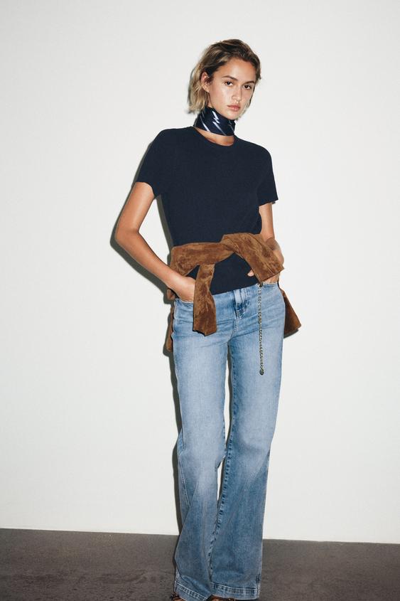 SHORT SLEEVE BASIC KNIT SWEATER