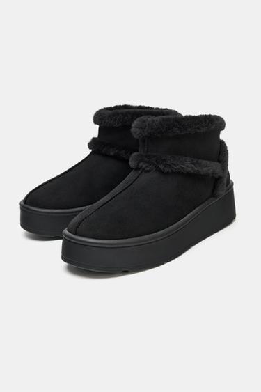 BOTÍN SOFT EFECTO PELO - Negro de Zara