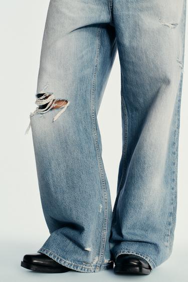 JEAN TRF BAGGY DÉCHIRÉ TAILLE MI-HAUTE - Bleu clair de Zara - Image 2