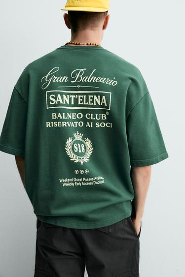 CONTRAST SLOGAN PRINT T-SHIRT - Green by Zara - Image 4