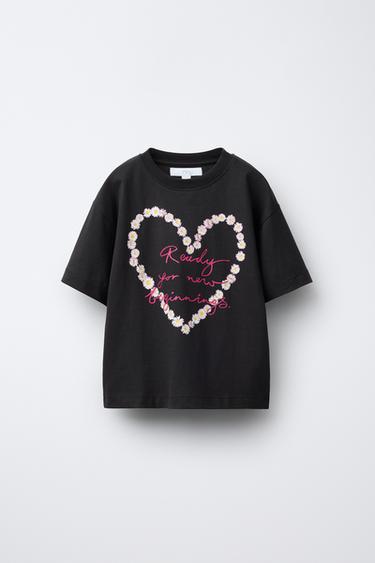 PRINTED T-SHIRT - Anthracite grey by Zara