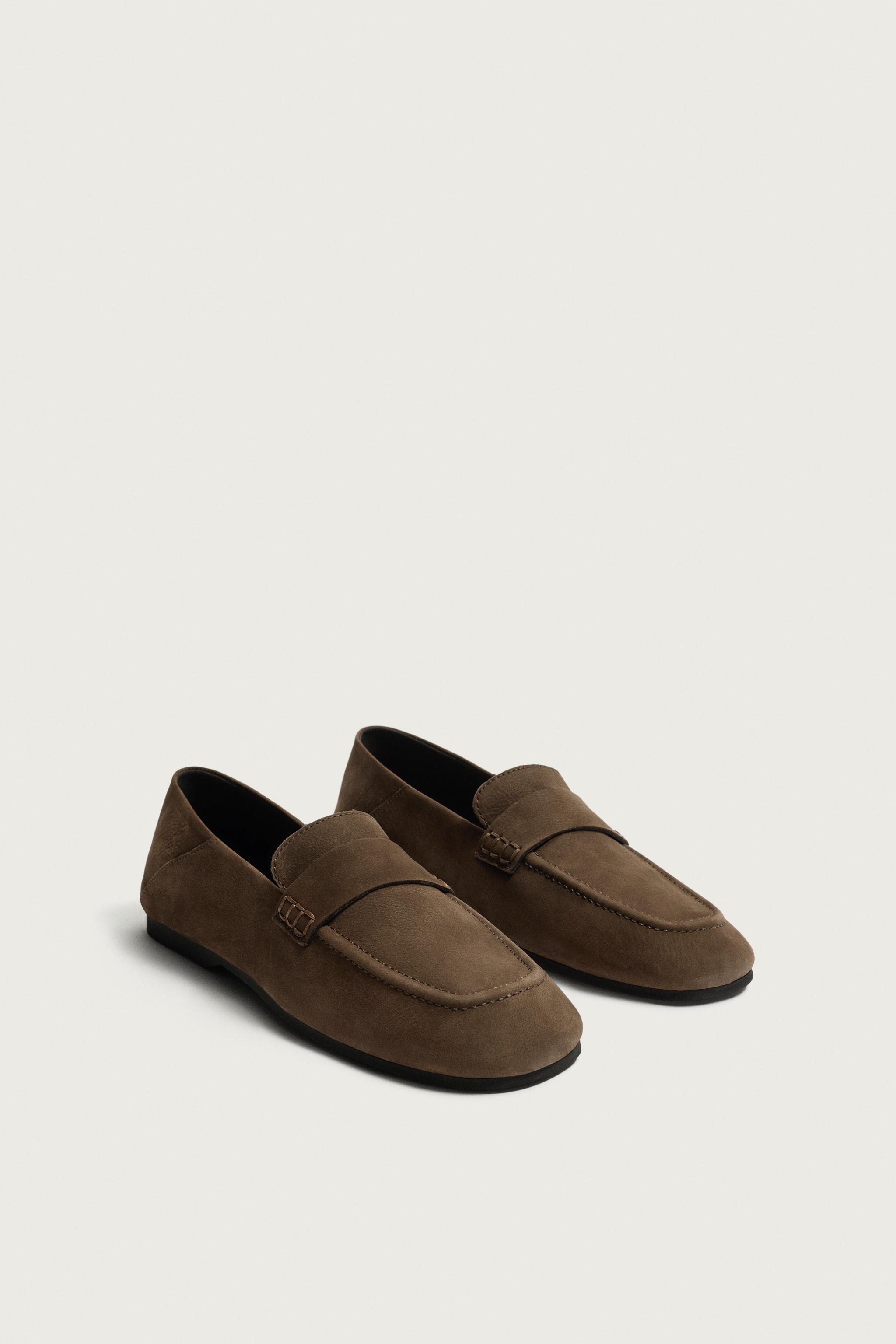 LEATHER PENNY LOAFERS — Brown