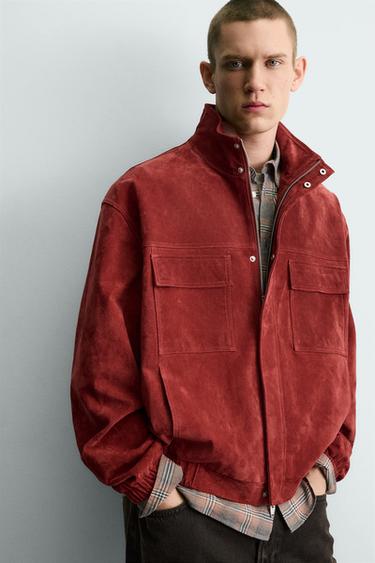 BLOUSON EN CUIR COUPE DÉCONTRACTÉE - BORDEAUX de Zara - Image 4