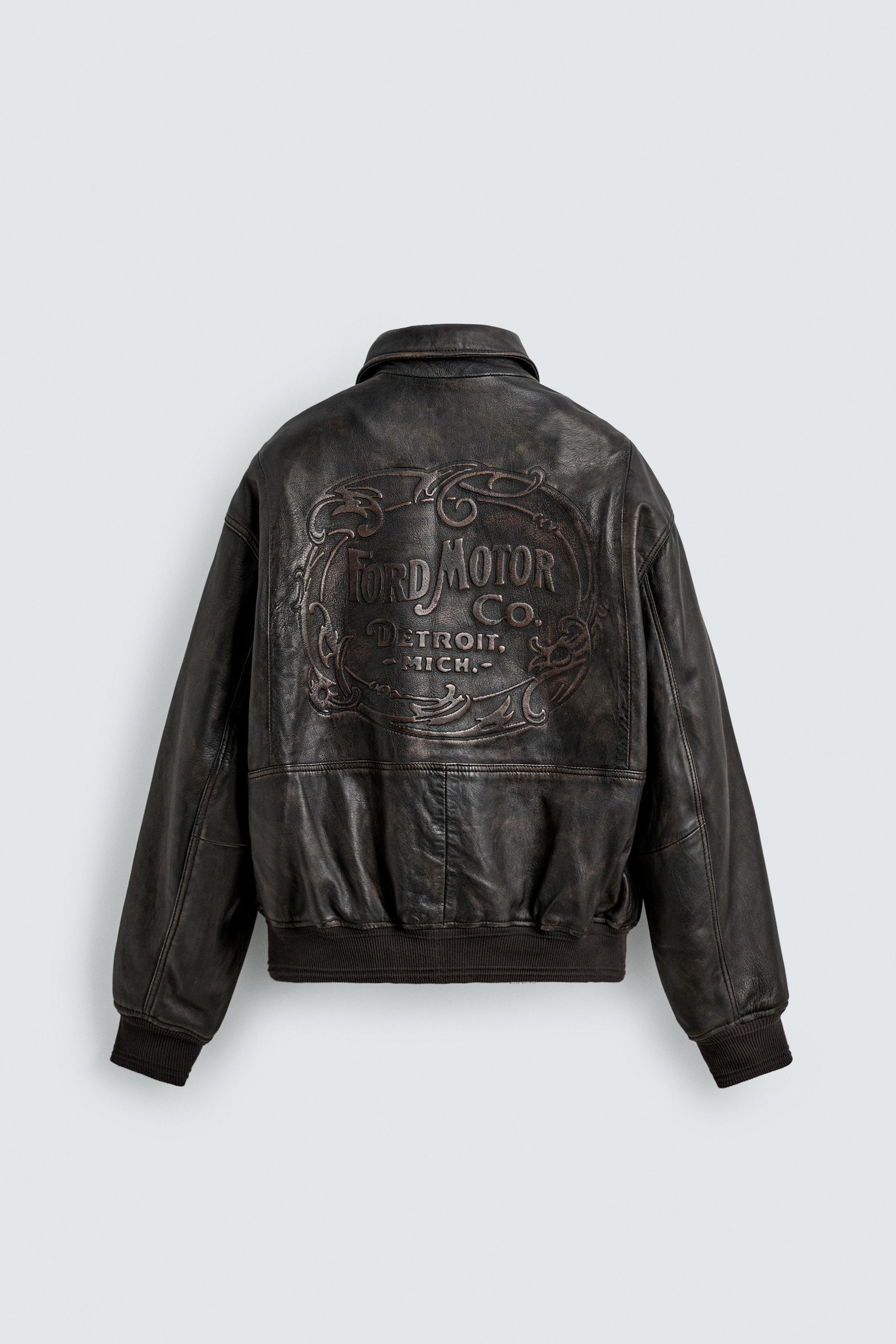 FORD © LEATHER BOMBER JACKET - Brown | ZARA United States