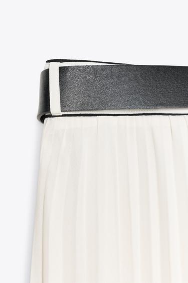 BELTED PLEATED MIDI SKIRT - Ecru by Zara - Image 7