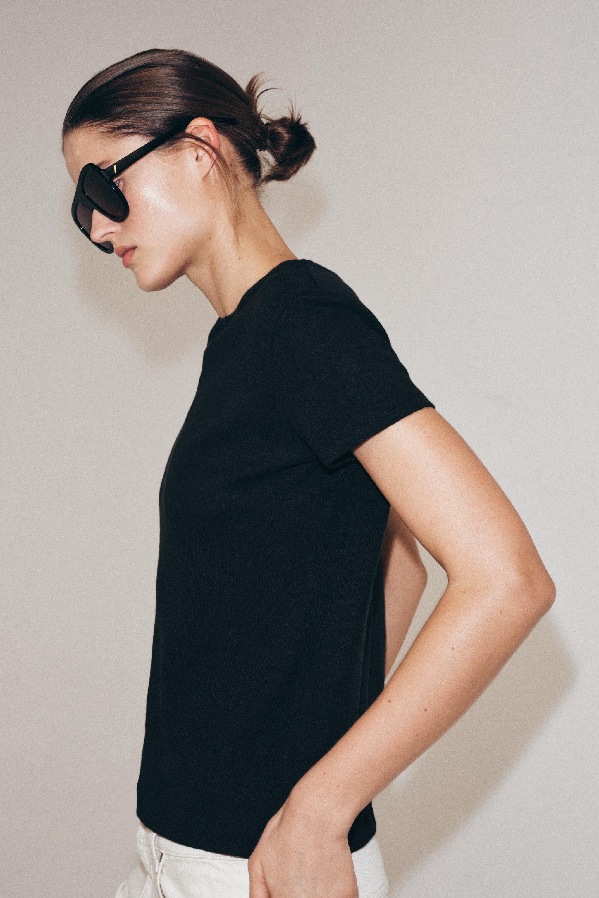 KETEN KISA KOLLU T-SHIRT - Görsel 3