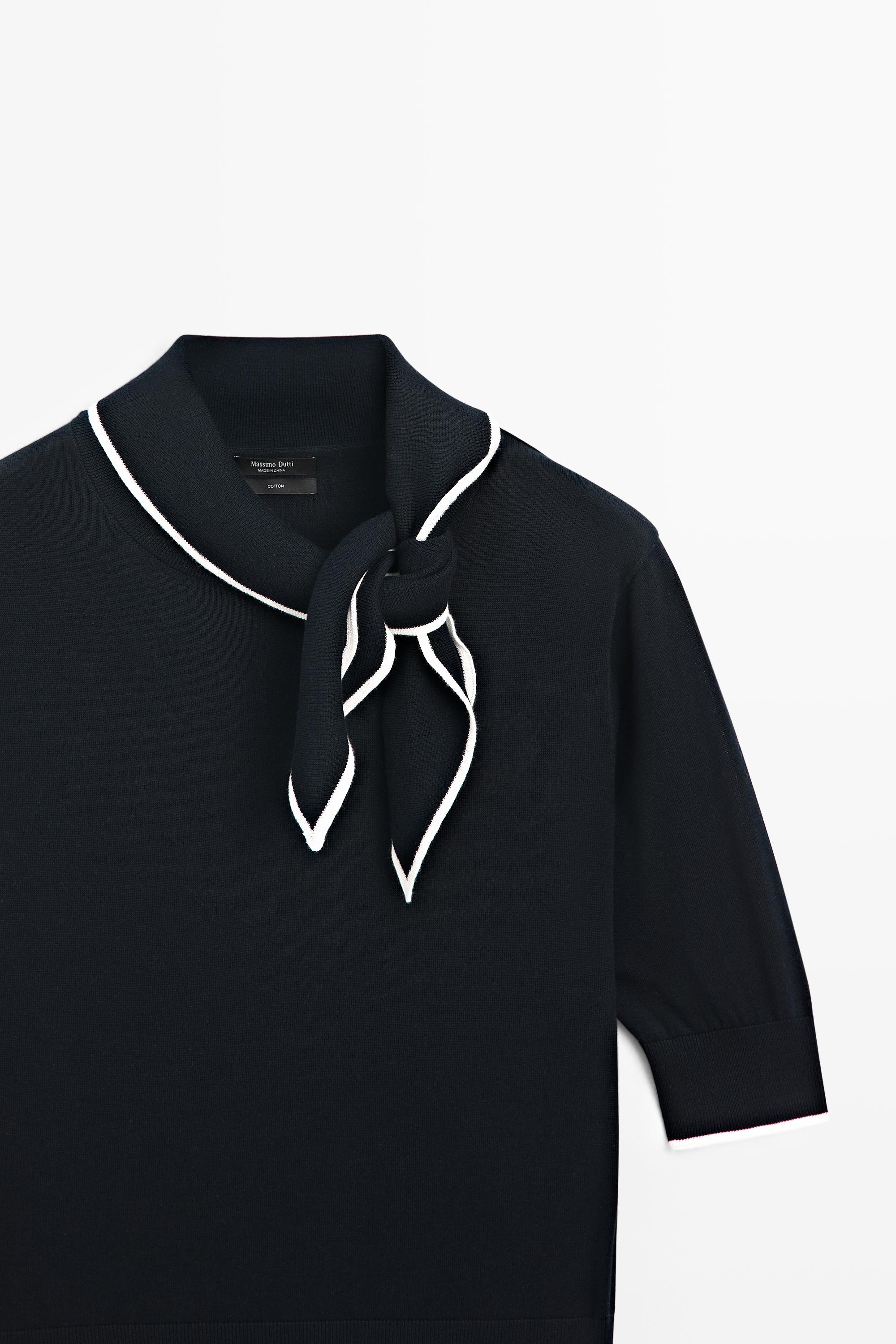 Pull en maille 100 % coton avec détail foulard