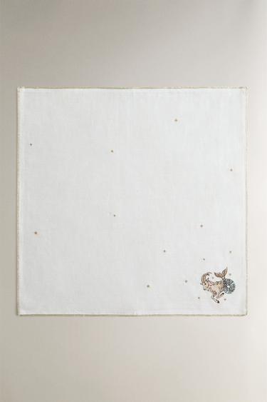 SERVIETTE DE TABLE LIN BRODÉ CAPRICORNE | MARISA BERENSON - Écru de Zara - Image 1