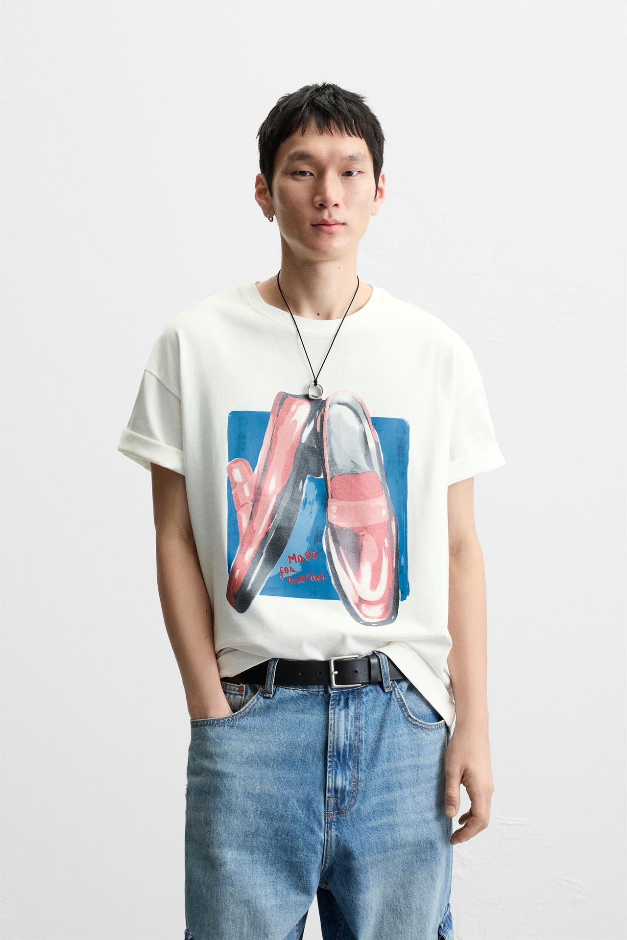 LOAFER PRINT T-SHIRT - White by Zara