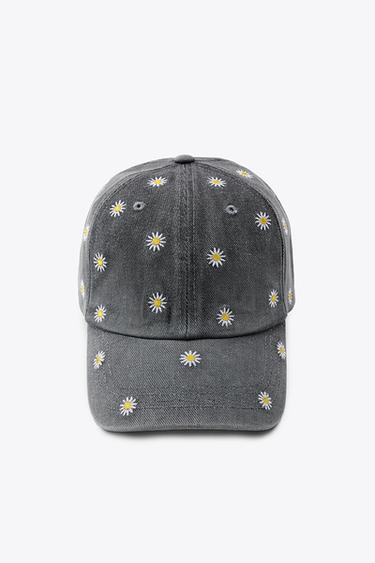 Zara DENIM EMBROIDERED CAP - Gray