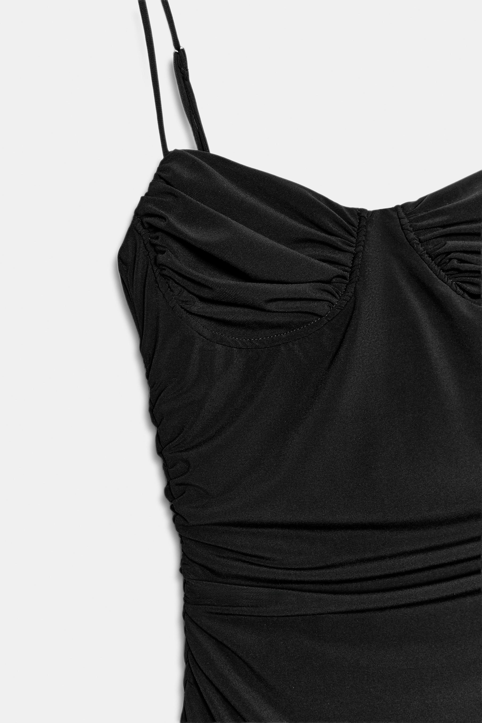 RUCHED STRAPPY MIDI DRESS