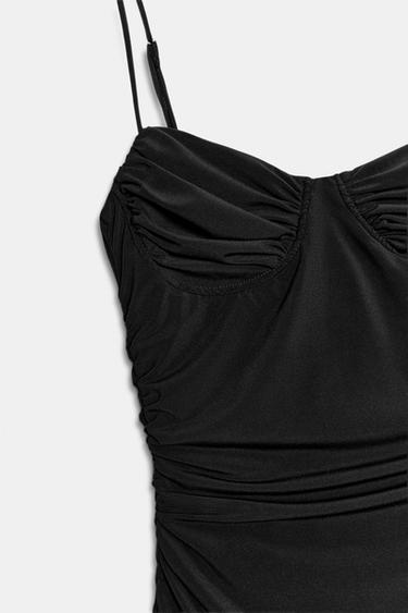 MIDI STRAPPY RUCHED DRESS - Black by Zara - Image 6