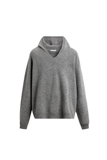 WOOL HOODED JUMPER - Grey marl by Zara