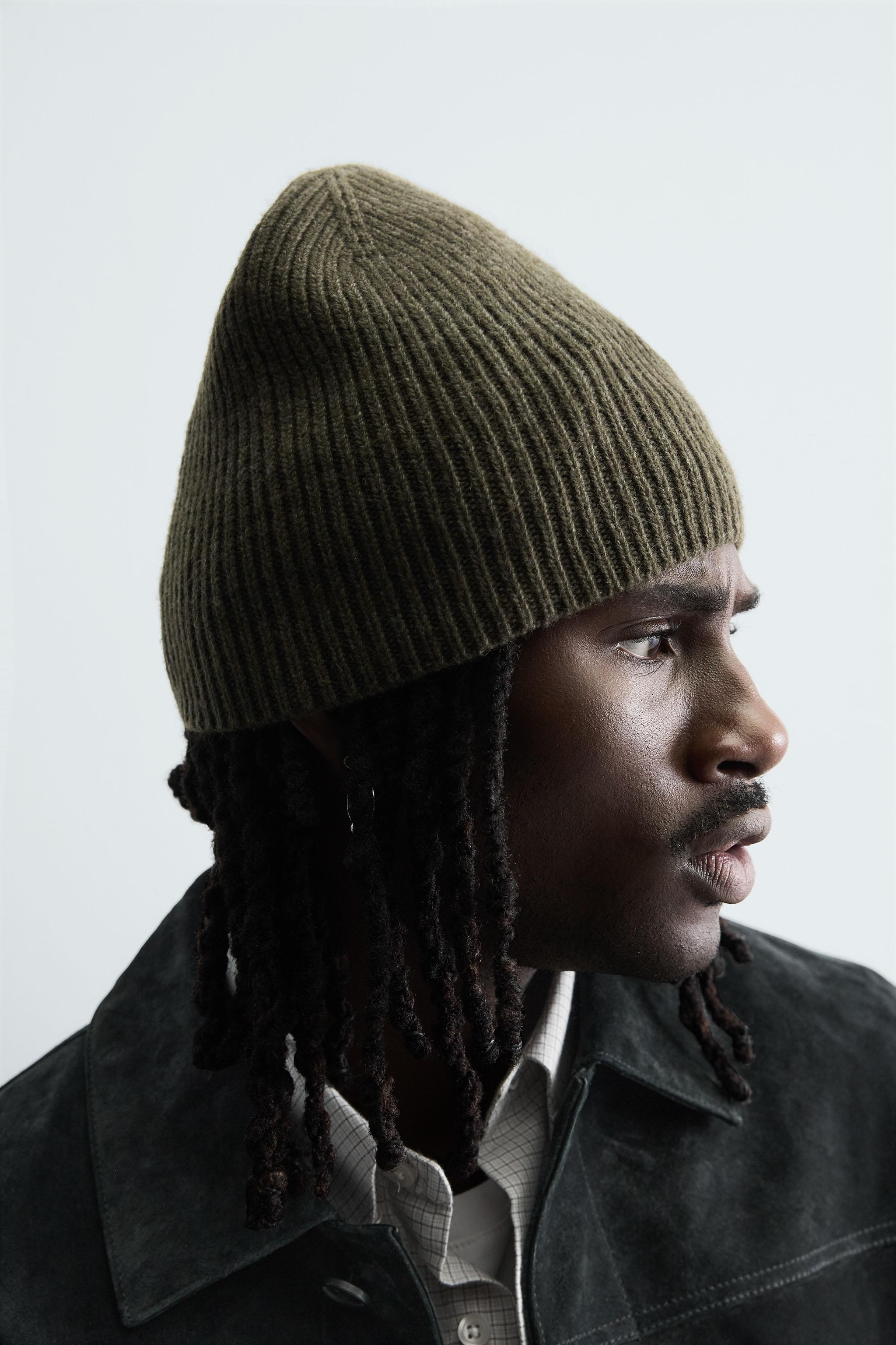 WOOL BLEND RIBBED BEANIE