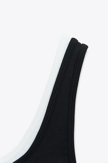 SPORTY DOUBLE EFFECT CROP TOP - Black / White by Zara - Image 8