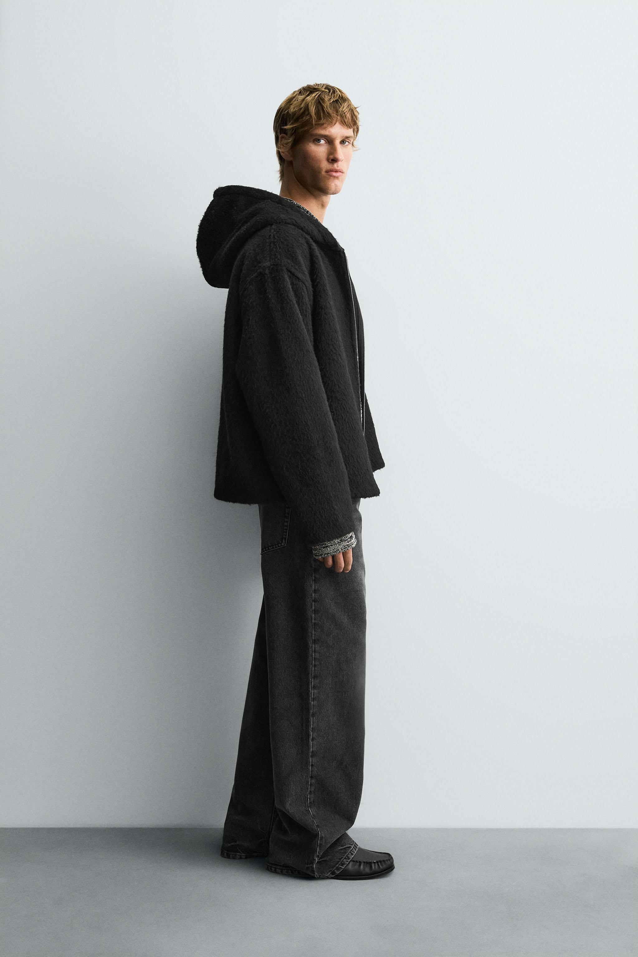 フェイクファー シャツジャケット フード付き - ブラック | ZARA Japan