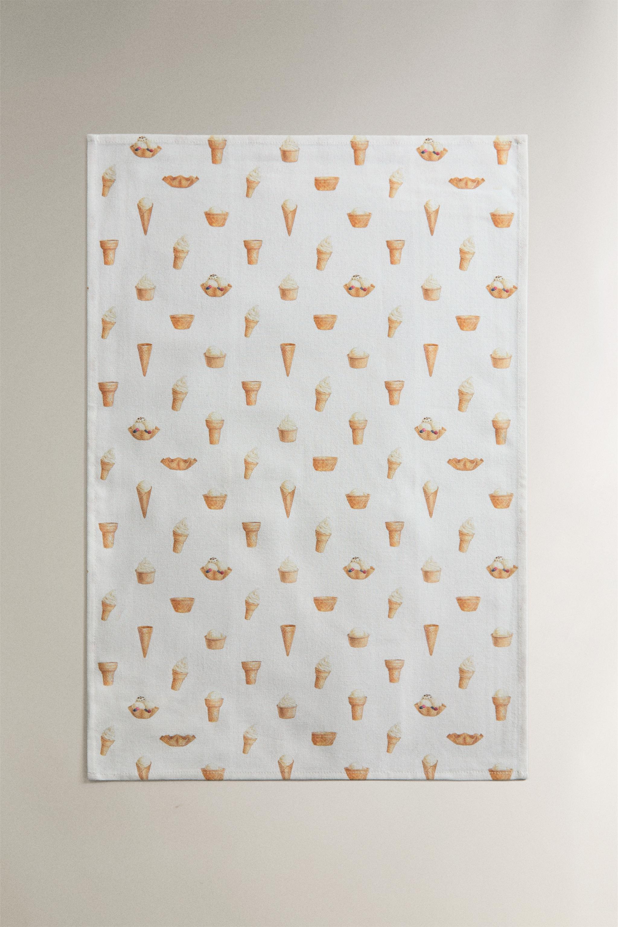 PACK OF ICE CREAM TEA TOWELS (PACK OF 2) — Yellow