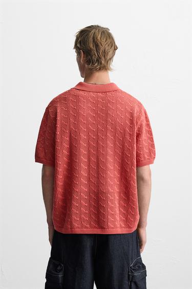 OPEN KNIT POLO SHIRT - Red by Zara - Image 2