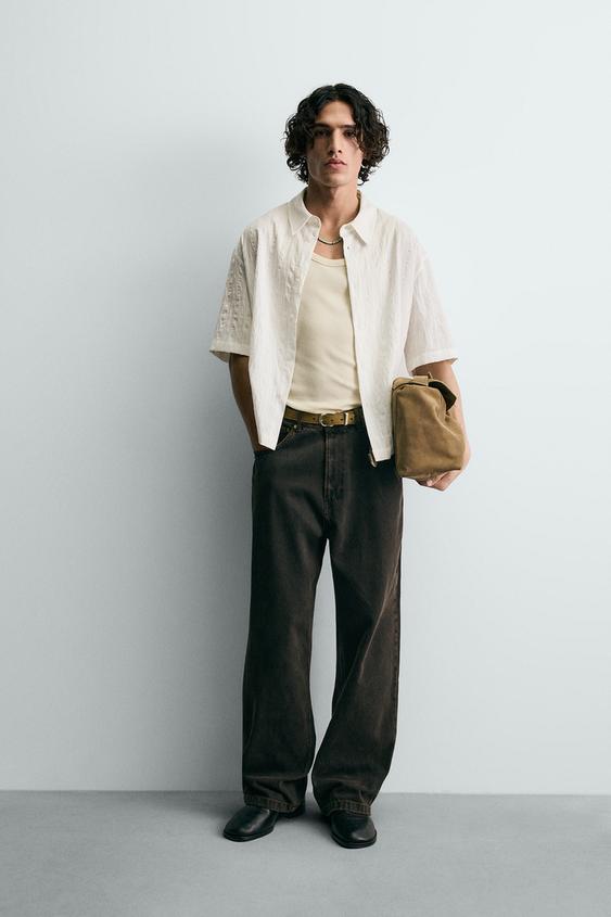 FLOWY TEXTURED STRIPED SHIRT