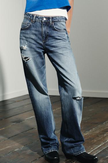 JEAN TRF WIDE LEG DÉCHIRURES TAILLE MOYENNE - Bleu de Zara - Image 3