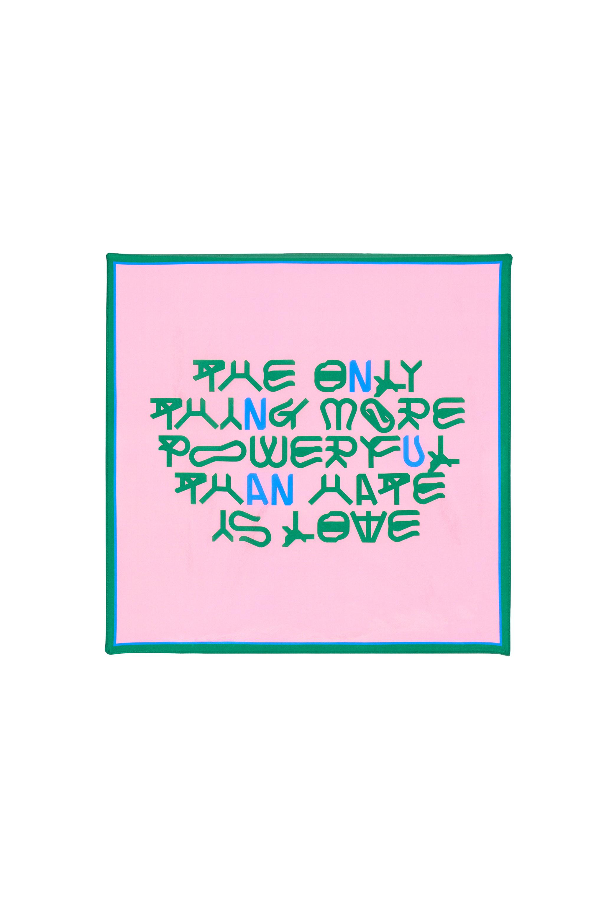 LOVE PRINT 100% SILK BANDANA — Pink