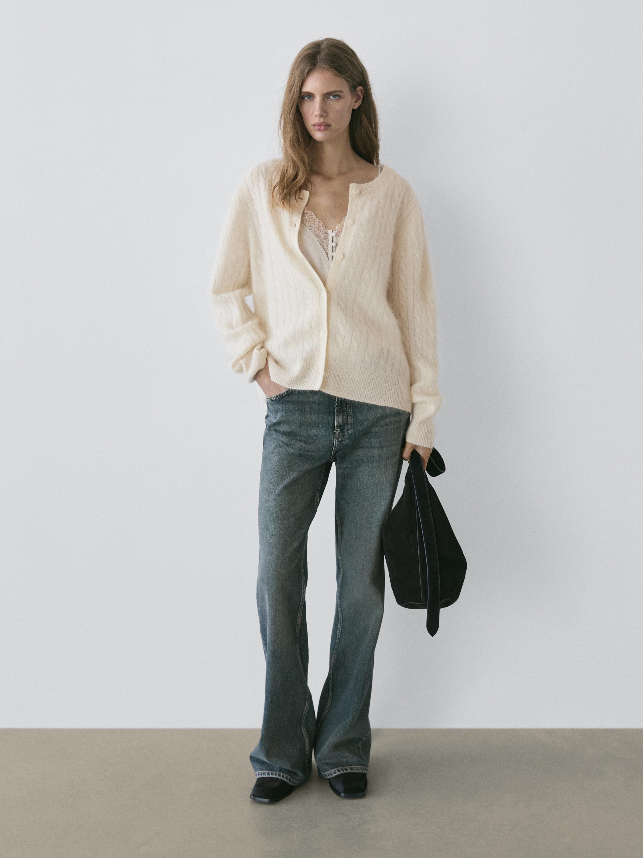 100% wool cable-knit cardigan