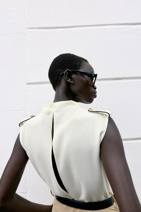 COMBINAISON BIMATIÈRE AVEC CEINTURE - Écru / Beige de Zara - Image 4