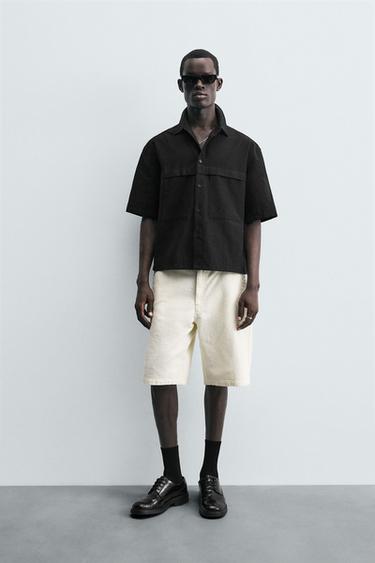 TEXTURED SHIRT WITH POCKETS - Black by Zara - Image 0