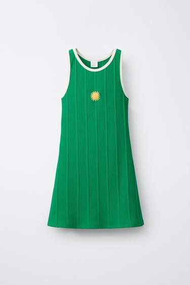 RIB DRESS WITH EMBROIDERY - Green by Zara - Image 0