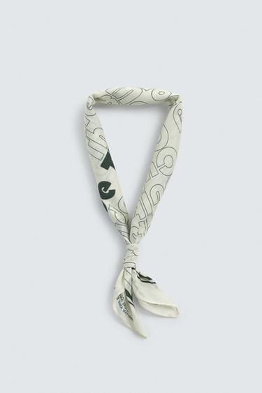 TEXT PRINT BANDANA - Beige by Zara - Image 1