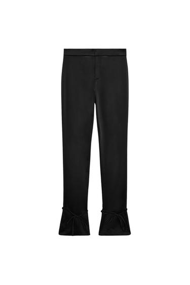 SATIN EFFECT TIE PANTS