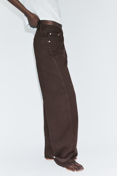 TRF BALLOON MID-WAIST JEANS WITH BELT LOOPS - Brown by Zara - Image 3