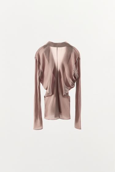 CHEMISE 100 % VISCOSE MANCHES CHAUVE-SOURIS - Violets de Zara - Image 4