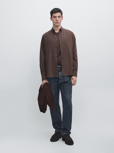 Zara Regular fit cotton shirt - Brown