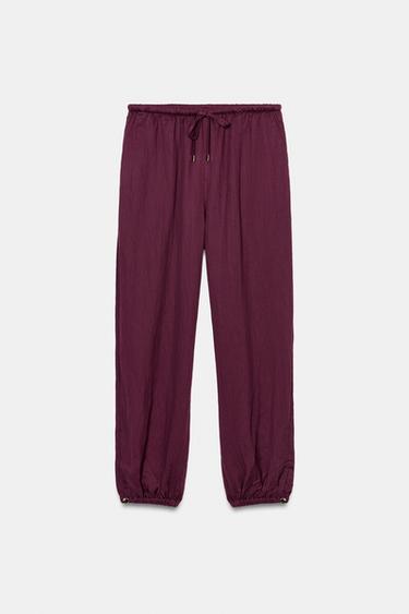 CALÇA BOMBACHA COM BOTÃO - Beringela da Zara