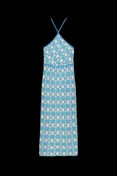 NECKHOLDER-STRICKKLEID - Weiß / Blau von Zara - Bild 0