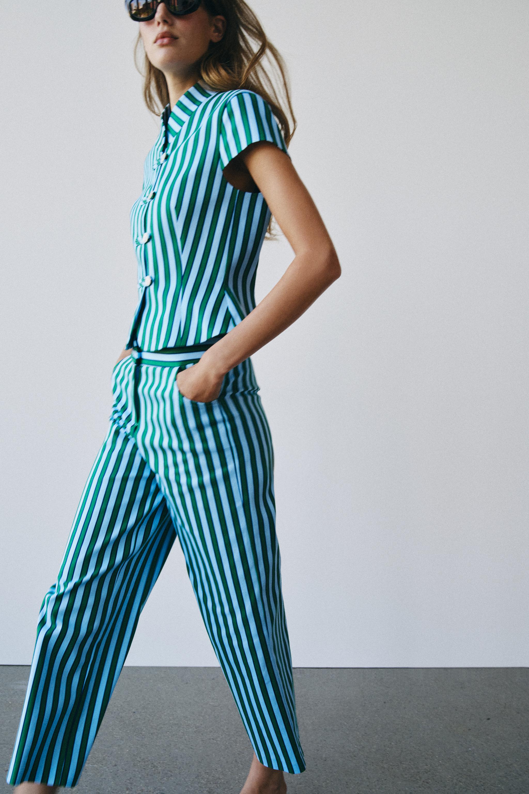 Zara Çizgili Culotte Pantolon görsel 3