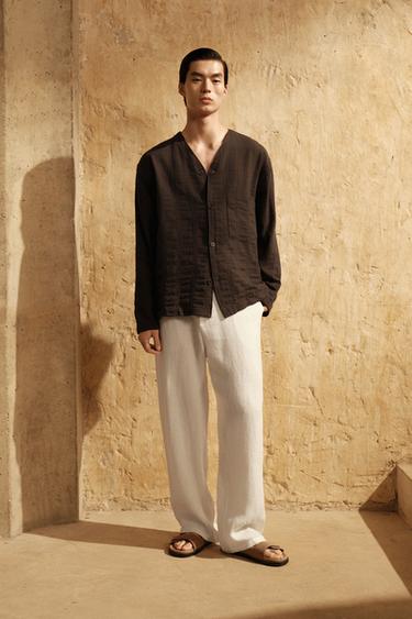 STRIPED JACQUARD SHIRT - Brown by Zara
