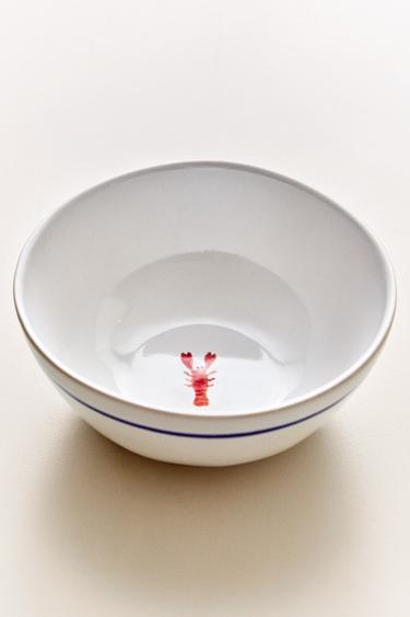 STONEWARE LOBSTER BOWL - Blue/White by Zara