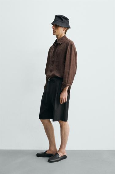 BERMUDA RELAXED FIT PLIS LATÉRAUX - Noir de Zara - Image 3