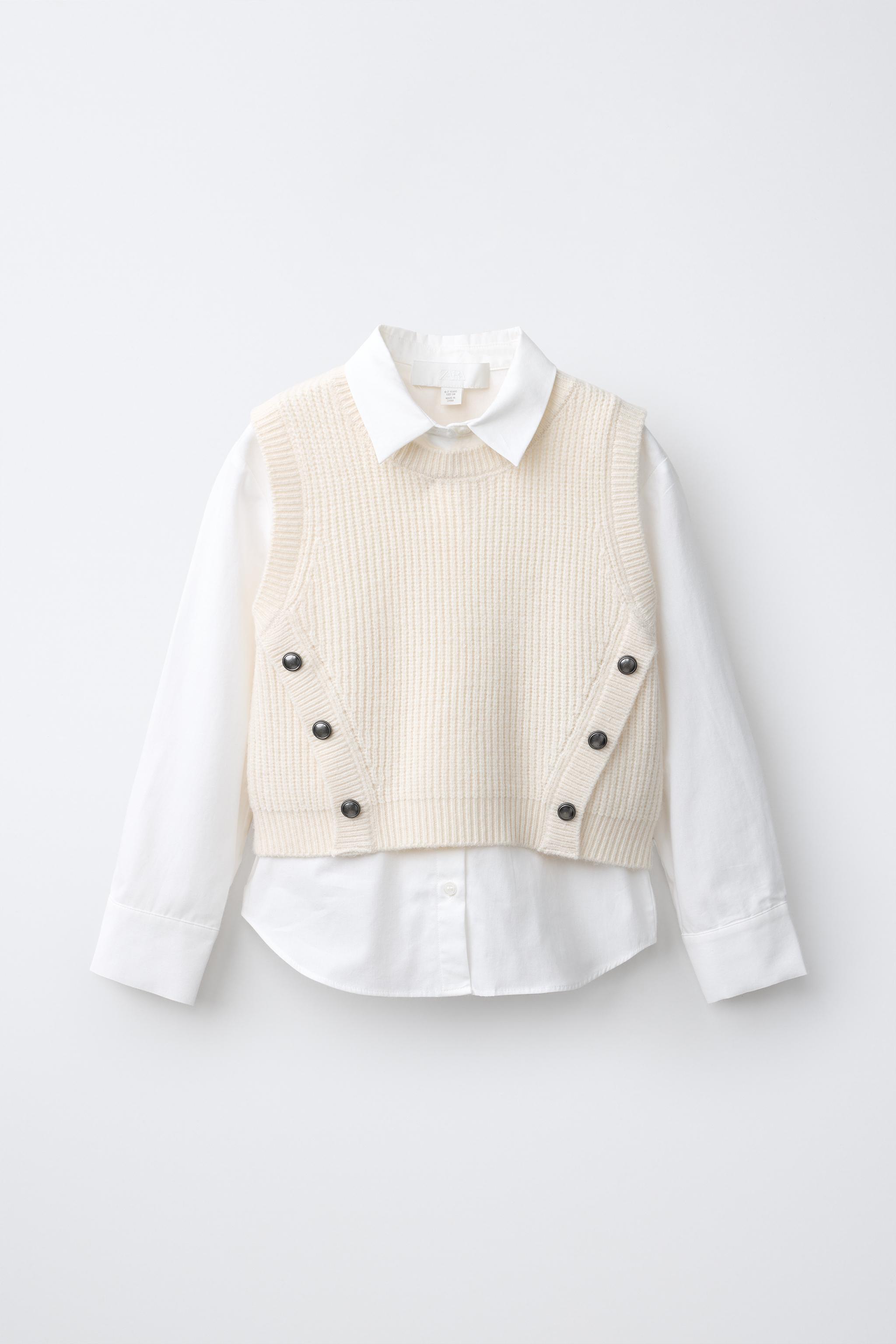 CHEMISE AVEC GILET EN MAILLE À BOUTONS