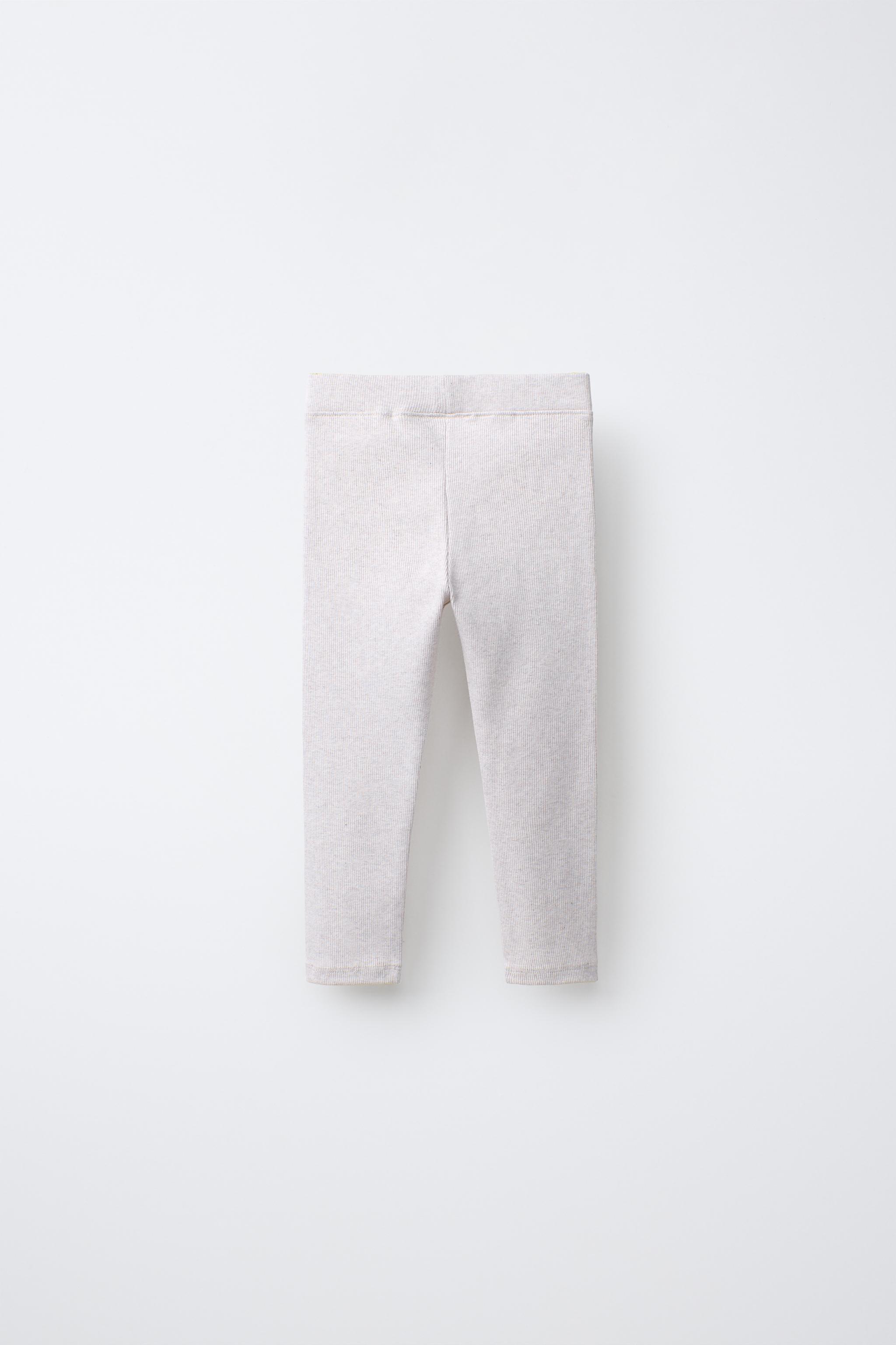 LABEL DETAIL RIBBED LEGGINGS — Sand / Marl
