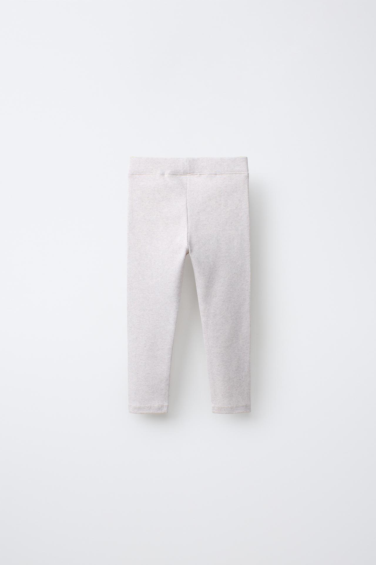 RIBBED LEGGINGS WITH LABEL — Sand / Marl