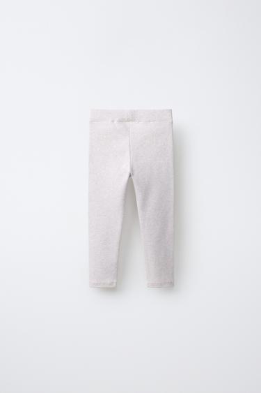 RIBBED LEGGINGS WITH LABEL — Sand / Marl 2
