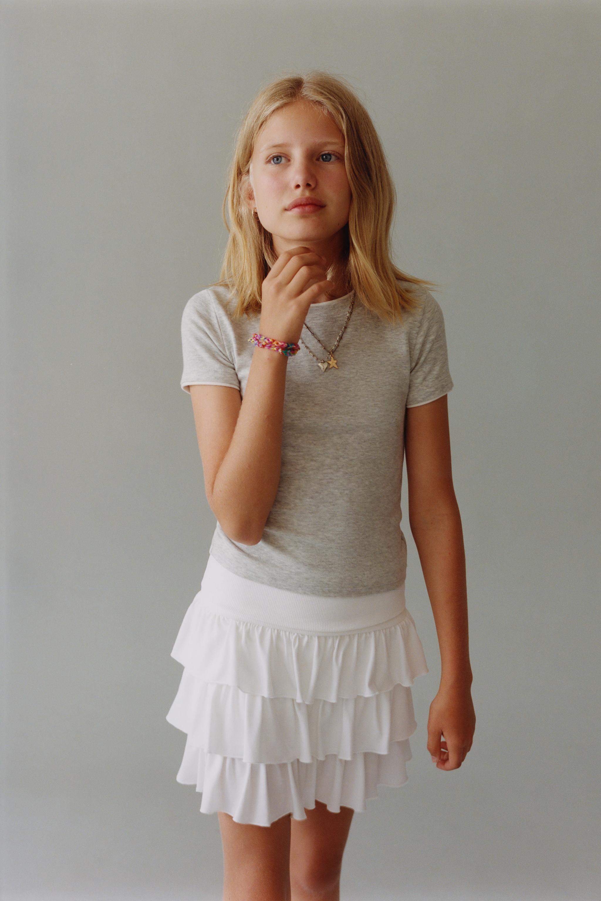 FOLDED WAIST RUFFLED SKIRT — White (alternate view)