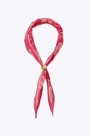HEART DETAIL PRINTED BANDANA - Fuchsia by Zara