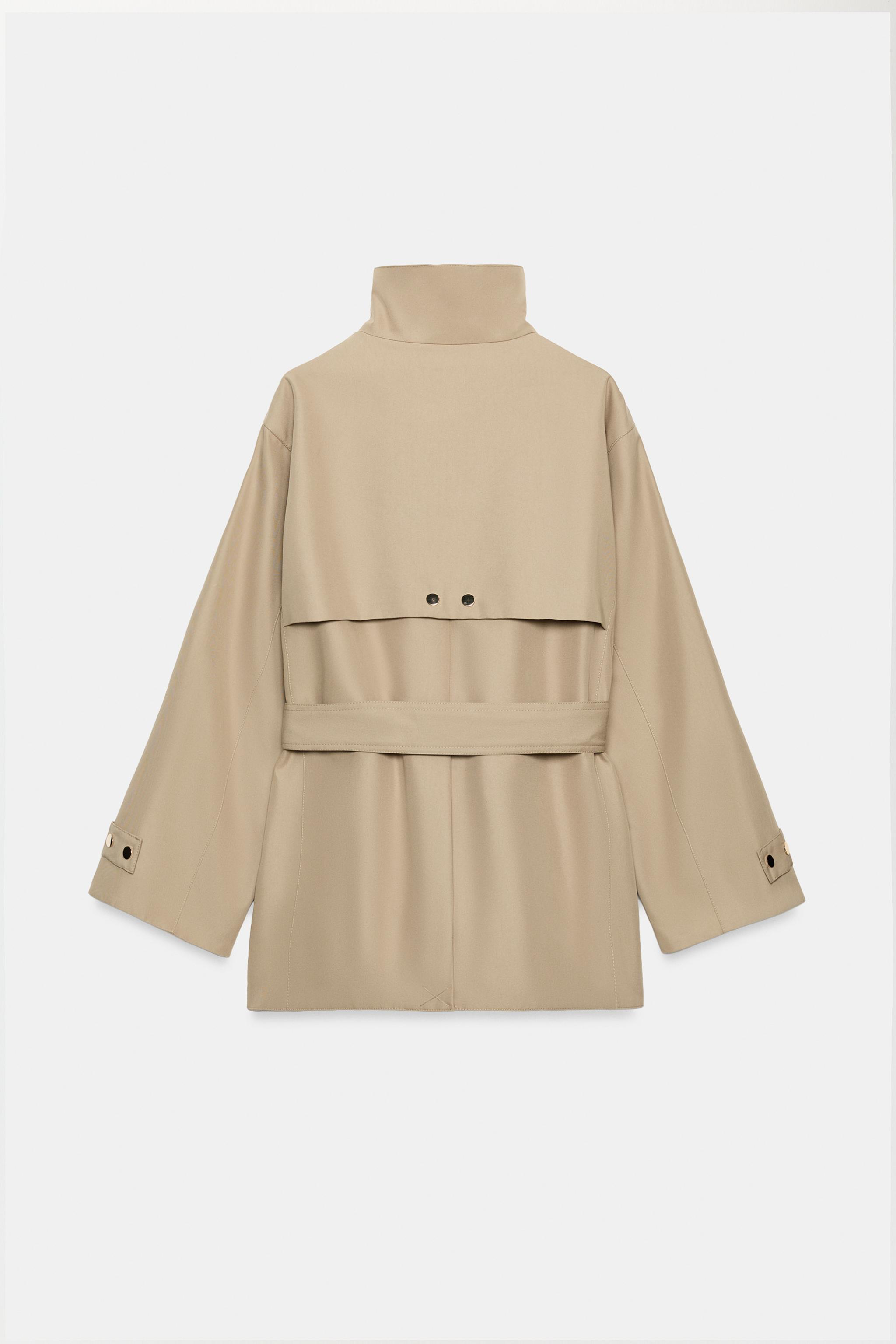 HIGH-NECK BELTED TRENCH COAT