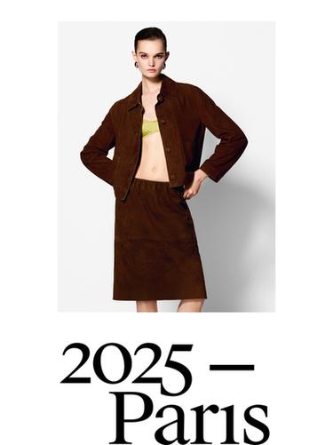 Zara Straight fit suede leather skirt - Brick