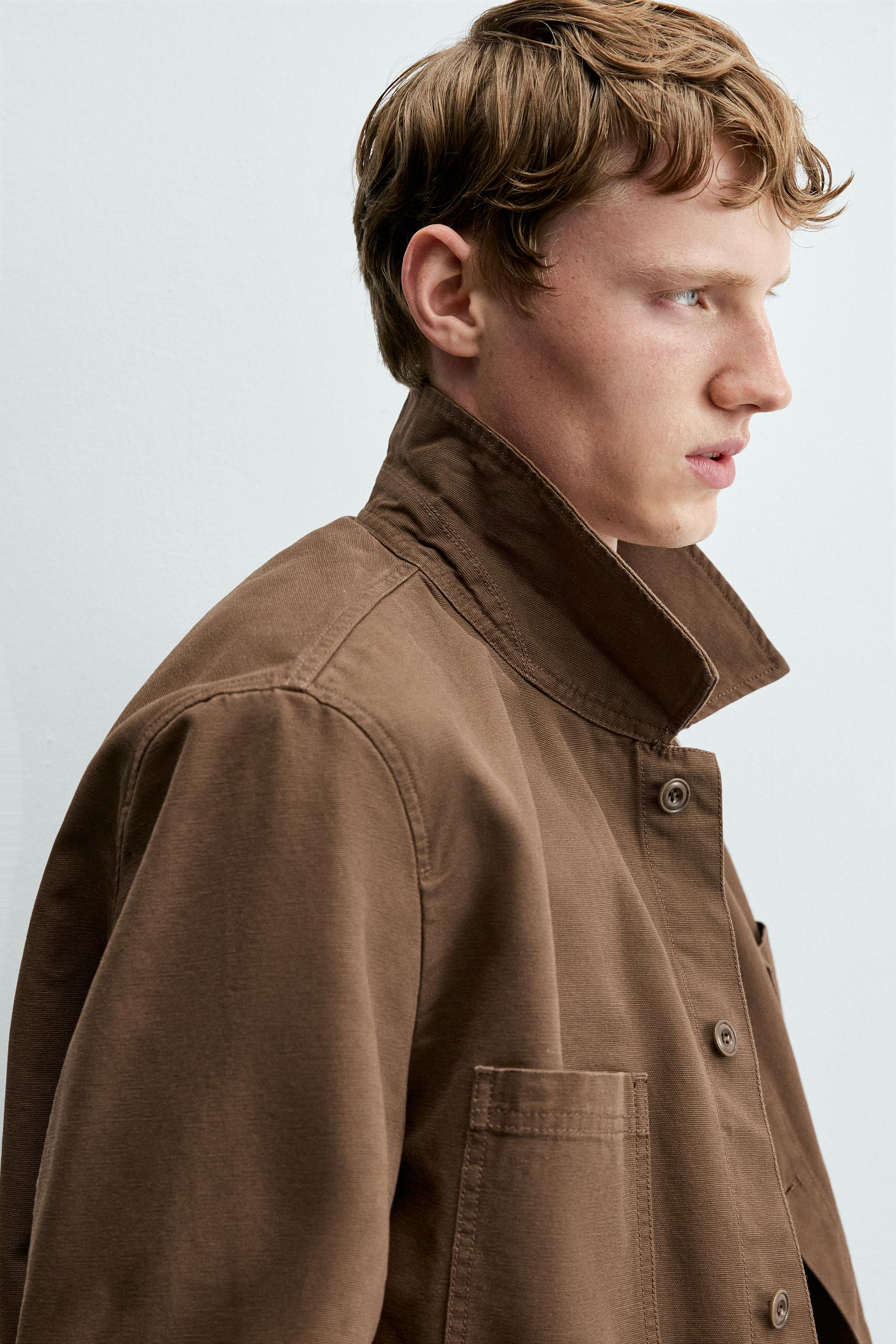 Zara REGULAR FIT CANVAS OVERSHIRT — фото 6