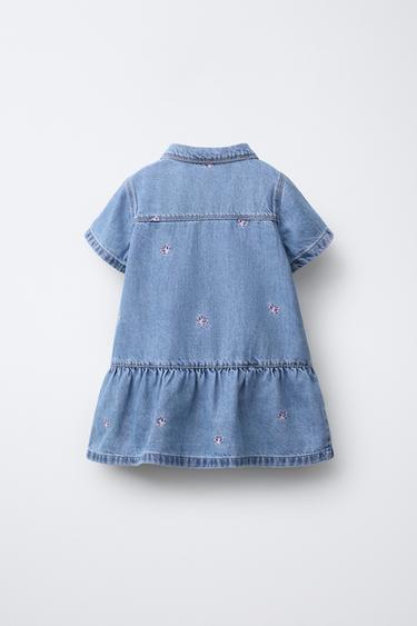 ROBE EN DENIM À PAPILLONS BRODÉS - Bleu clair de Zara - Image 1